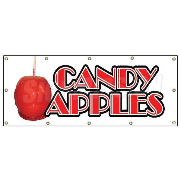CANDY APPLES BANNER SIGN caramel apple cart sign signs snack orchard